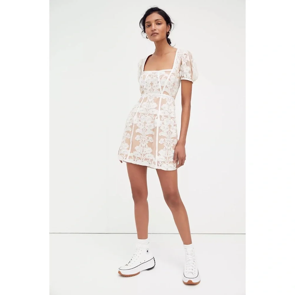 Free People For Love & Lemons Temecula Puff Sleeve Mini Dress